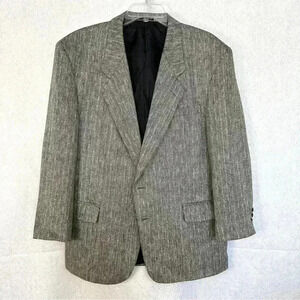 Pierre Balmain‎ Paris Silk Wool Blazer Mens 44R Brown Tweed Suit Jacket Formal
